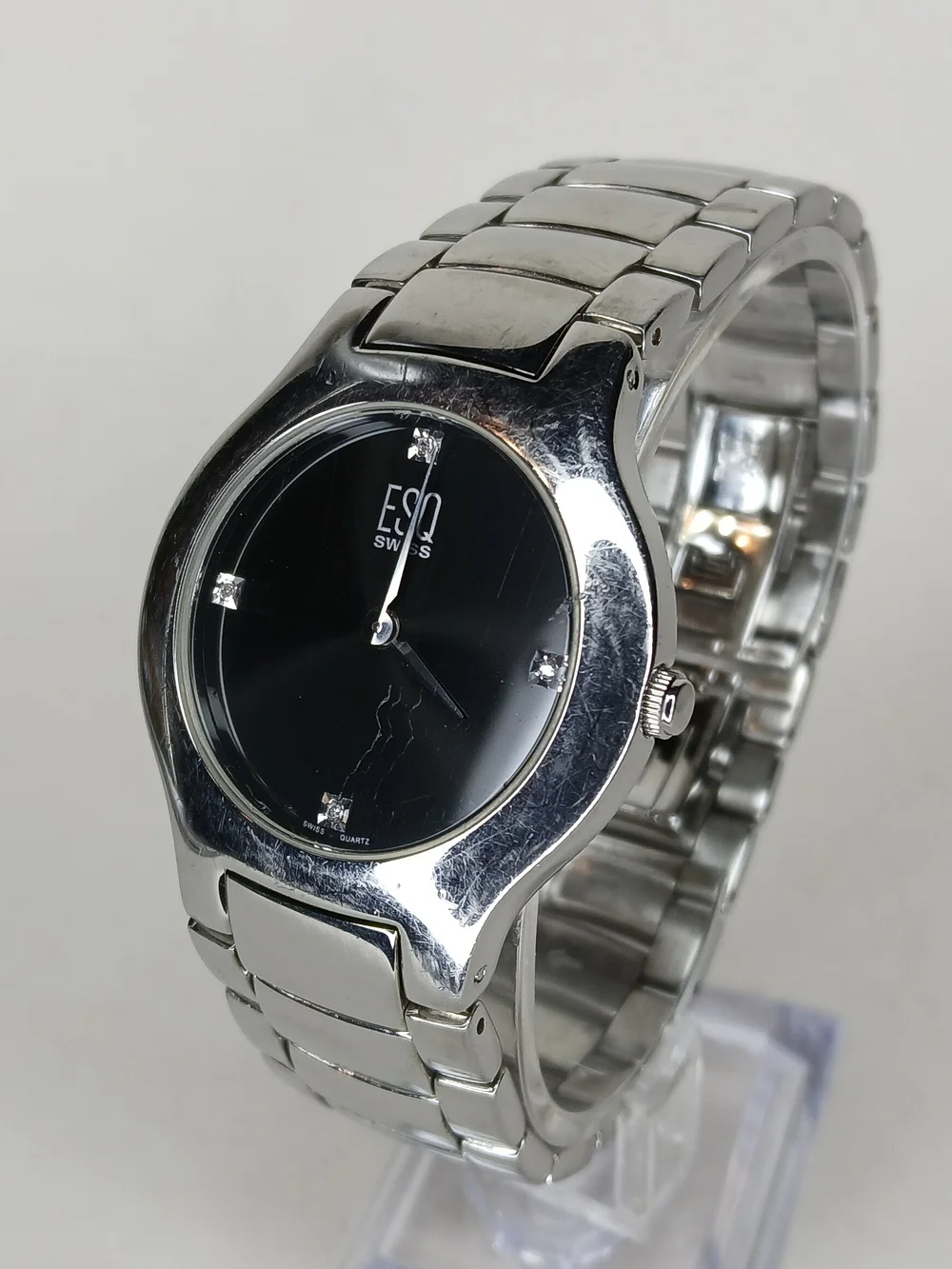 ​ESQ By Movado E5230 Stainless Steel Black Diamond Marker Quartz Mens Watch
